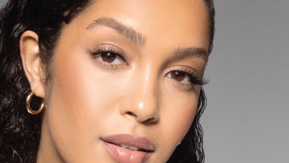 Almond-shaped eye wearing a Lashify Gossamer lash map with a lifted, elongated effect