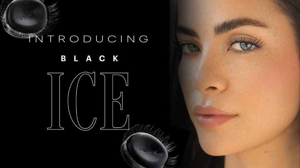 Model wearing Lashify Black Ice Gossamer lashes for refined everyday glam