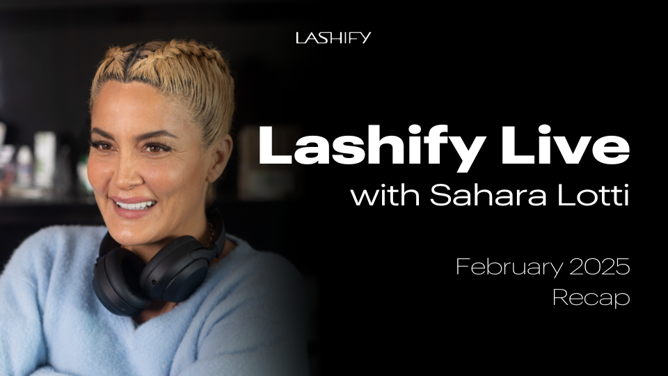 Lashify founder Sahara Lotti hosting a Lashify Live session