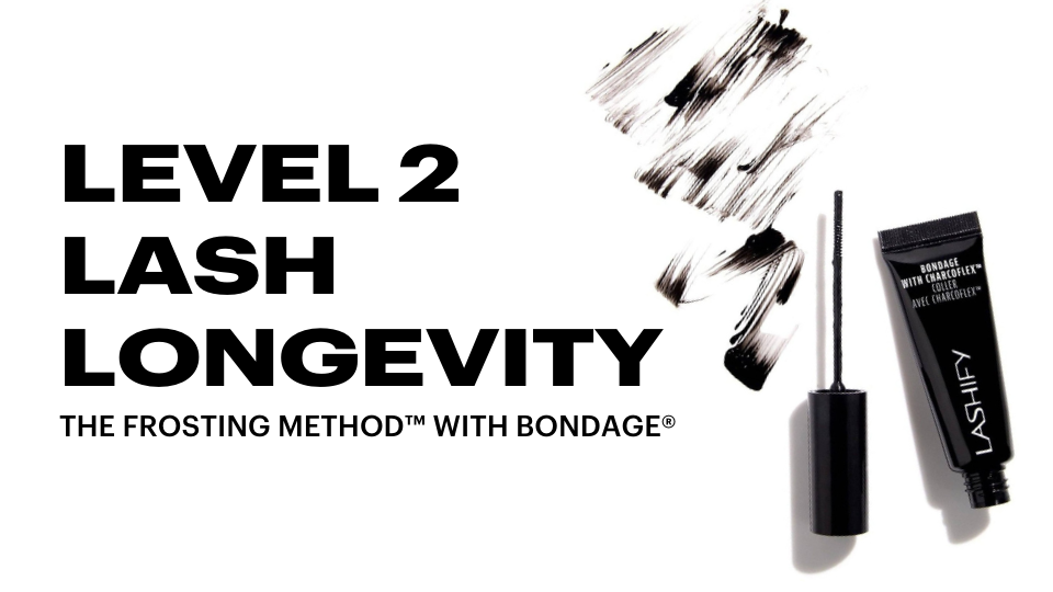Bondage bond brushed through natural lashes using the Lashify Frosting Method
