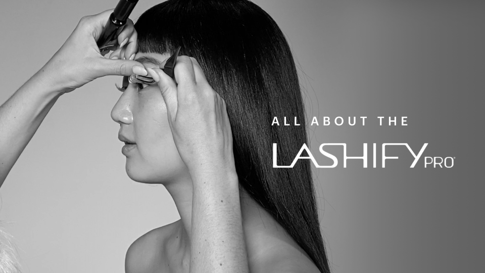 Beauty professional applying Lashify Gossamer lashes to a client during certification