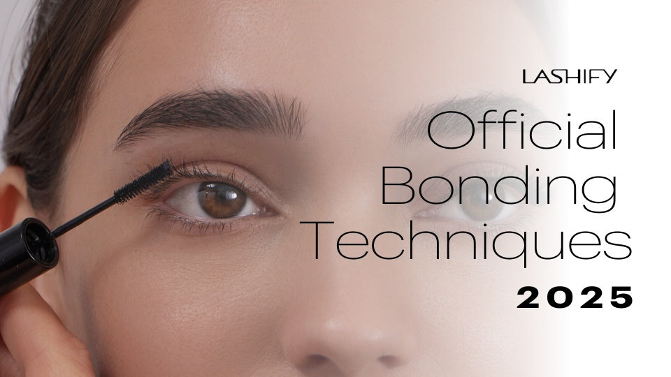 Lashify bond applied to natural lashes before fusing Gossamer lashes with the wand
