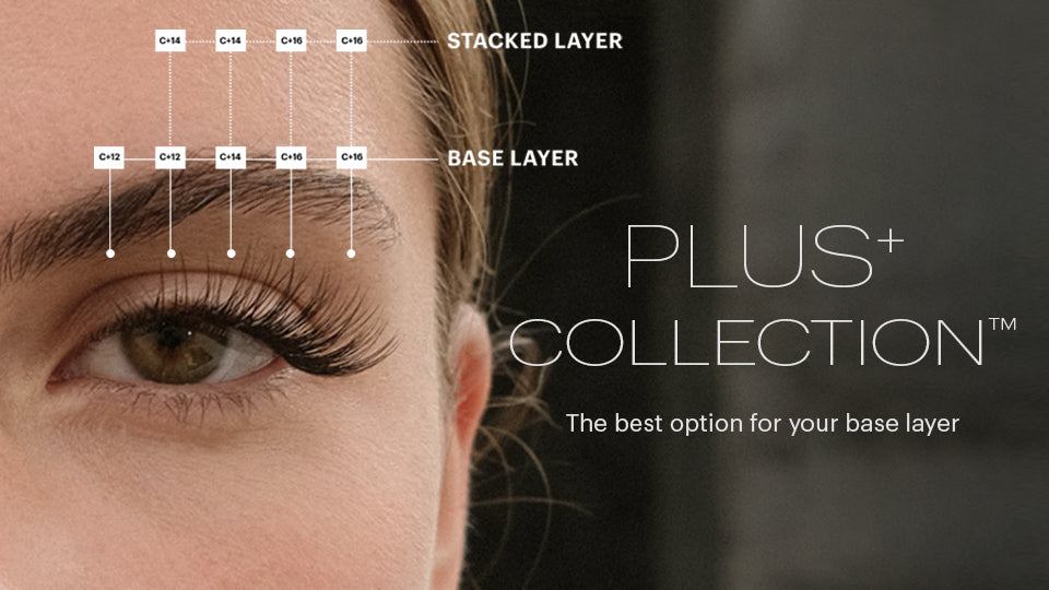 Layers of Lashify Gossamer lashes stacked over a Plus+ base layer for extra volume