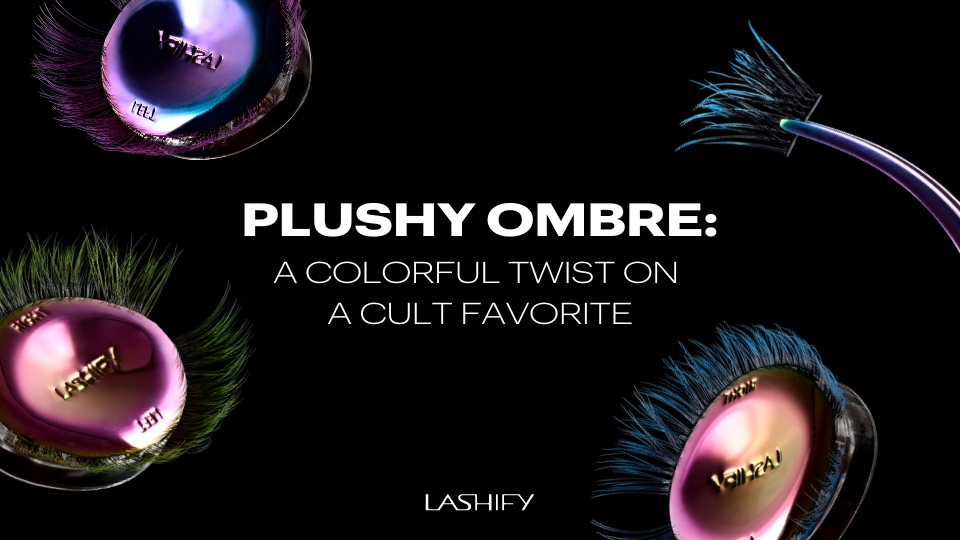 Plushy Ombre Gossamer lashes fading from black to purple, green and blue tips