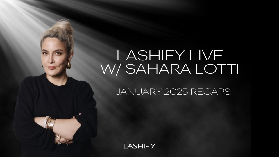 Lashify founder Sahara Lotti hosting a Lashify Live session with lash demos