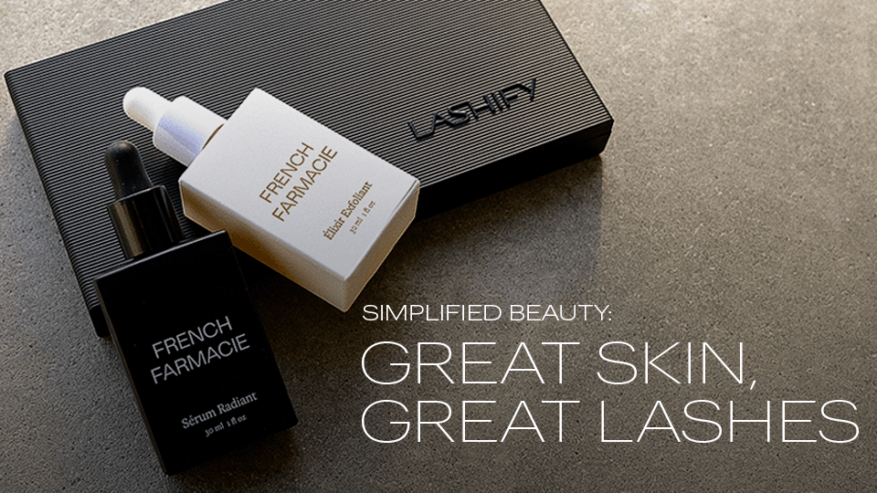 Woman with glowing bare skin and a natural set of Lashify lashes and minimal makeup