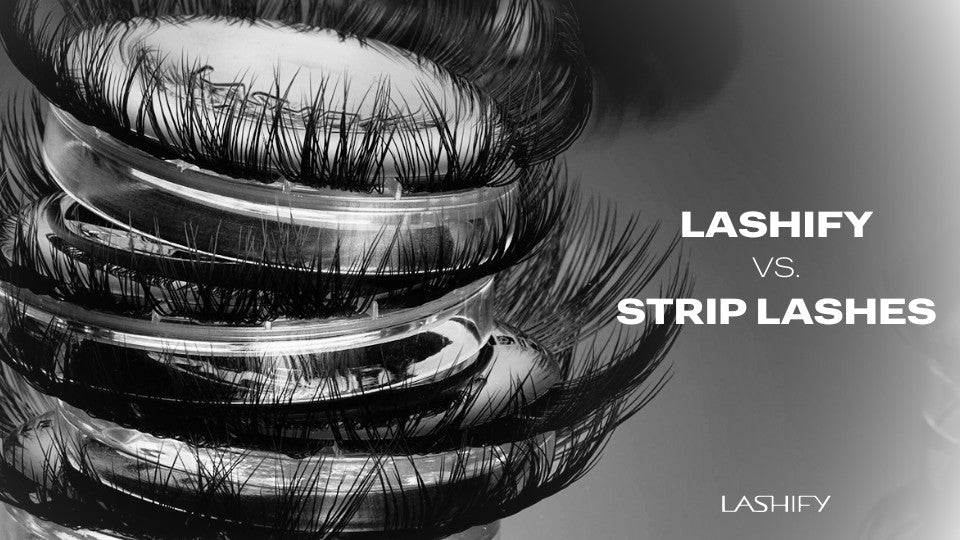 Lashify Gossamer lashes compared with traditional strip lashes