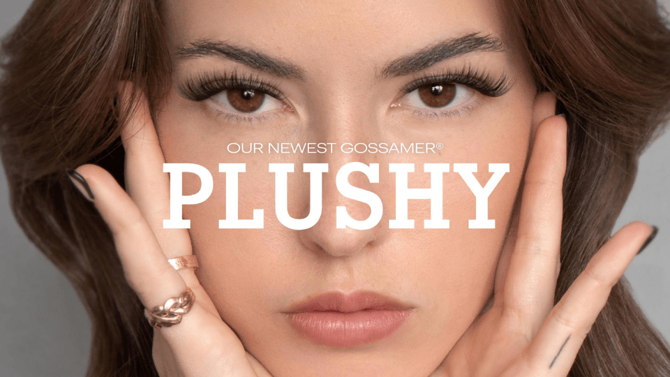 Close-up of an eye wearing Lashify Plushy Gossamer lashes for soft, refined volume