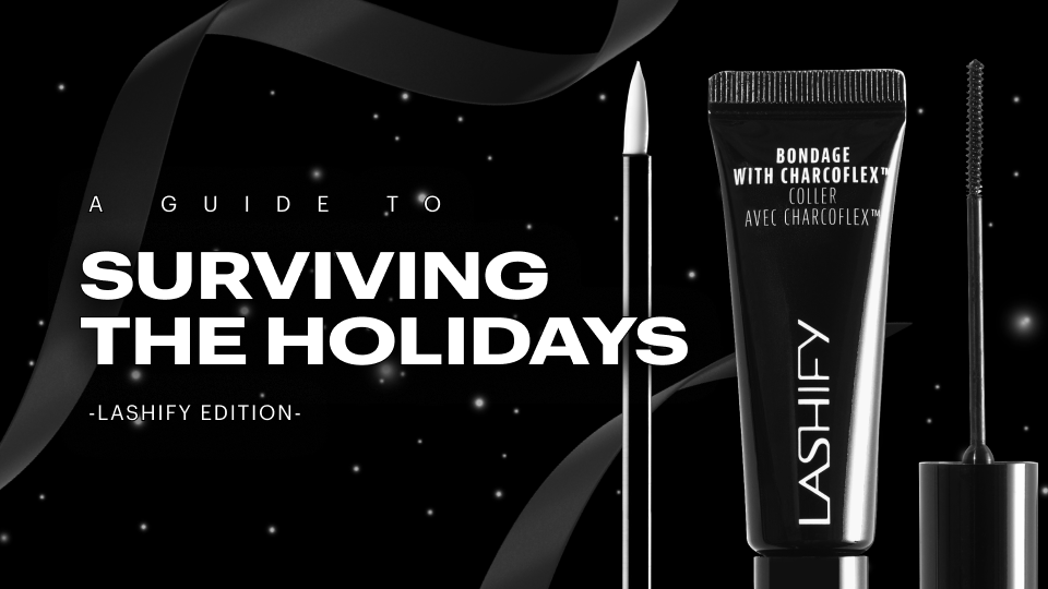 Festive holiday makeup look with full, glamorous Lashify lashes