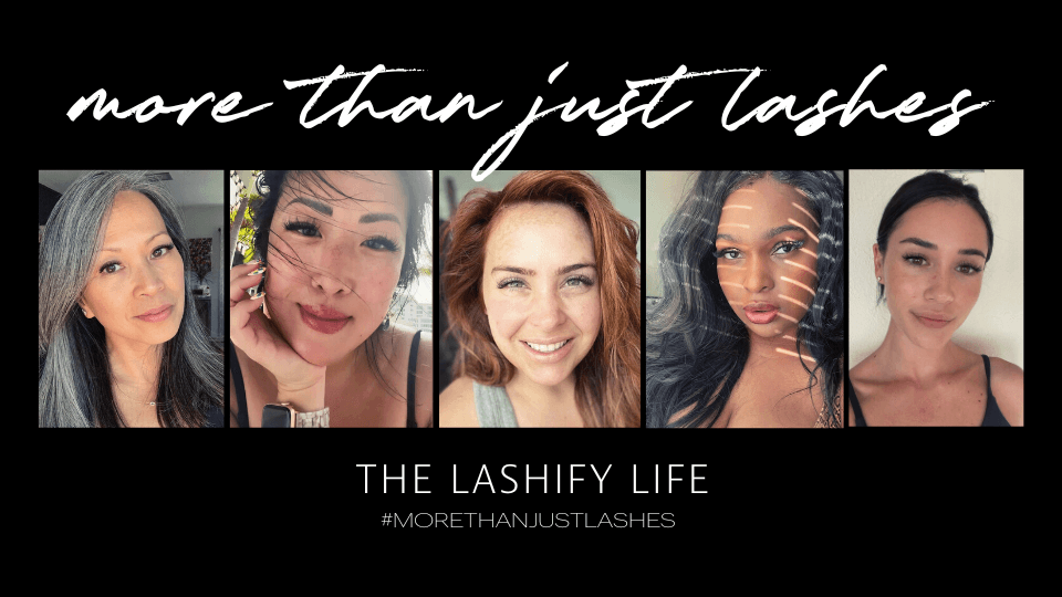 Lashify client Peggy smiling while wearing her Starburst Gossamer lashes