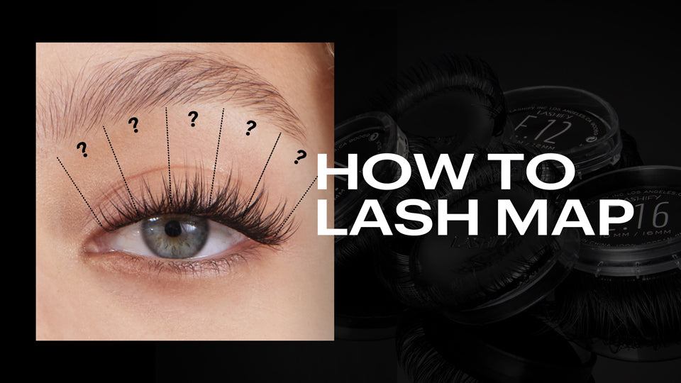 Lash map diagram showing Gossamer lash lengths placed across the eye for a custom look