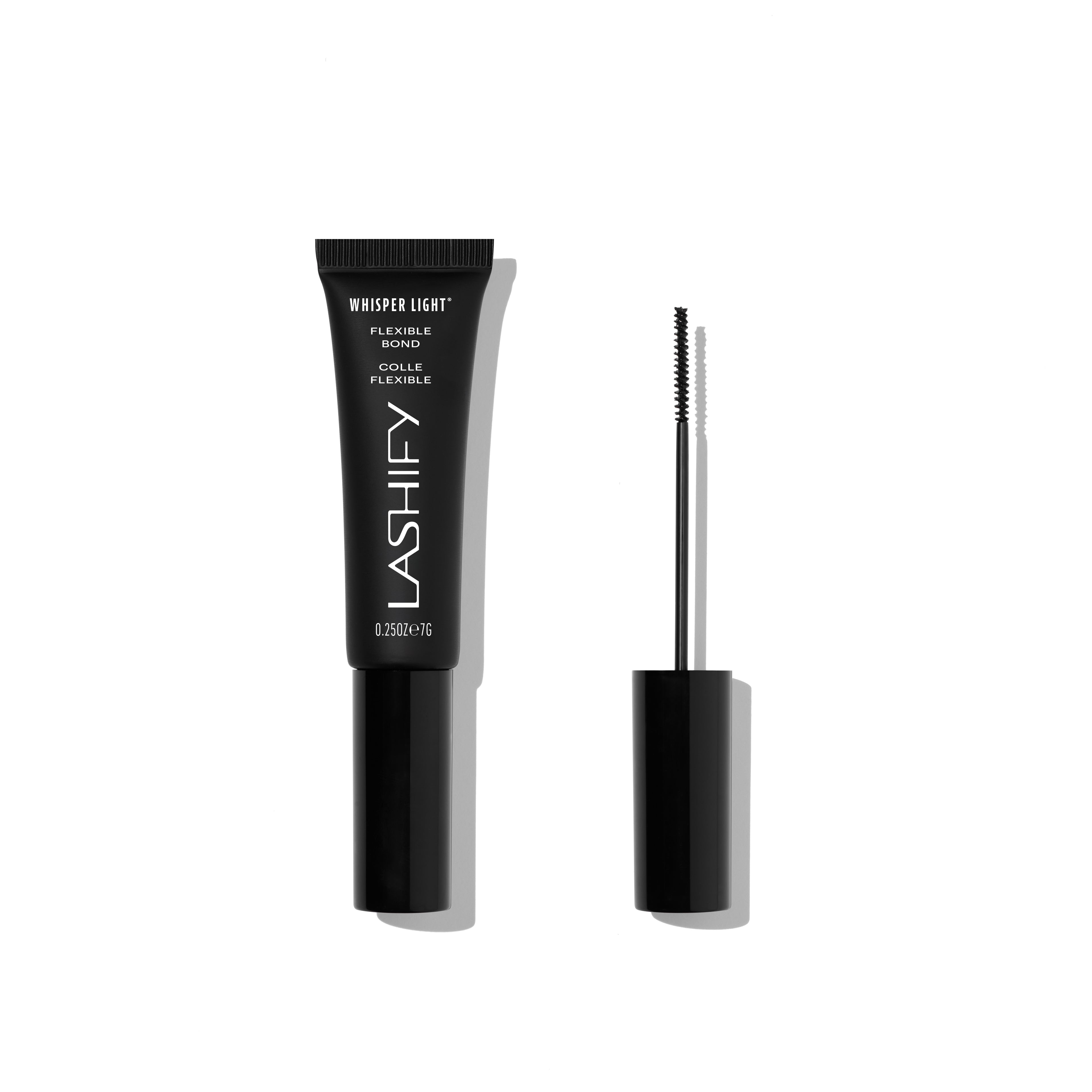 Up-close of Lashify Whisper Light Flexible Bond™ tube and applicator.