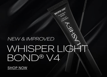 Whisper Light Bond V4 tube on a black background with promotional text.